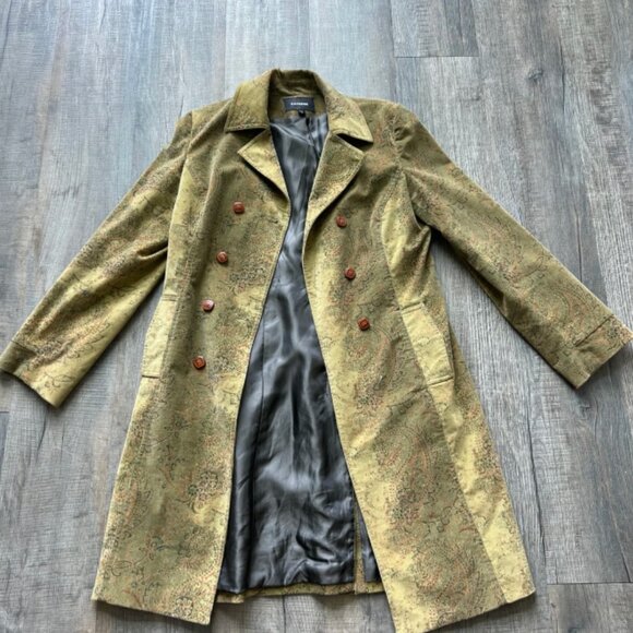 Vintage Express green paisley corduroy coat size 6 - Picture 2 of 15